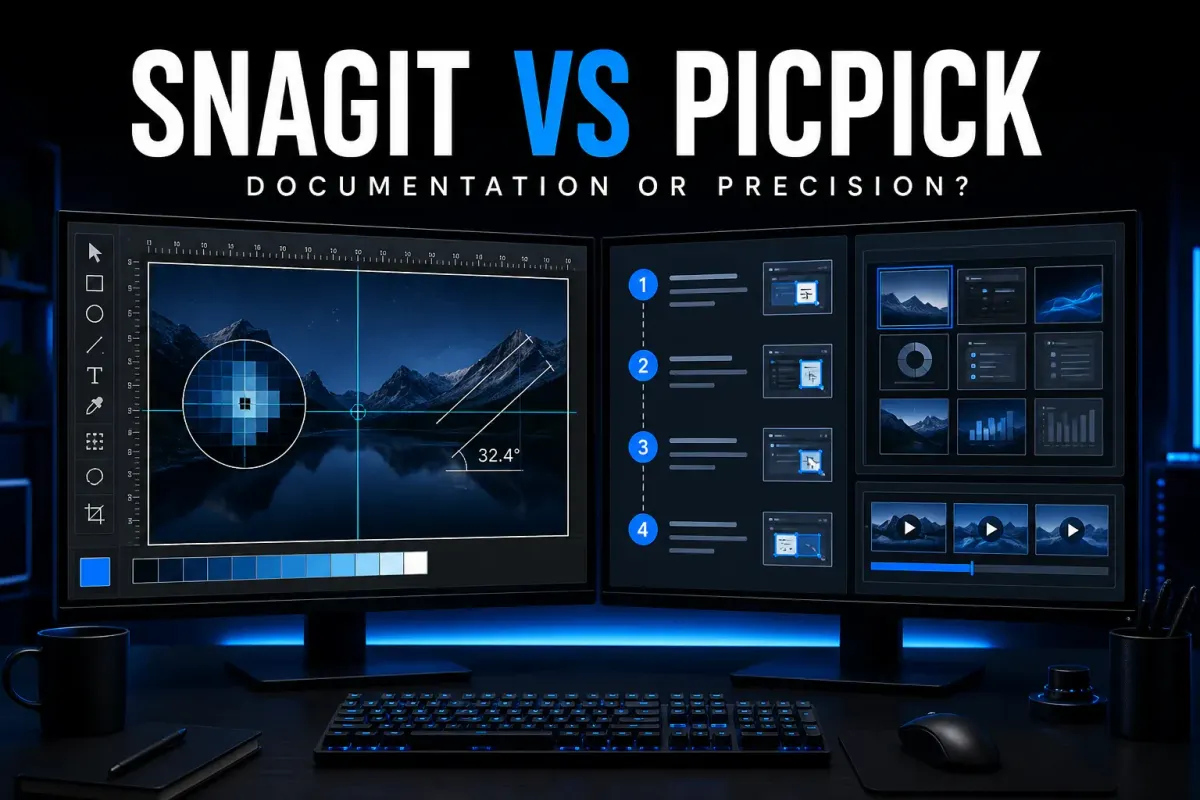 Snagit and PicPick compared for screenshot editing, design tools, and documentation