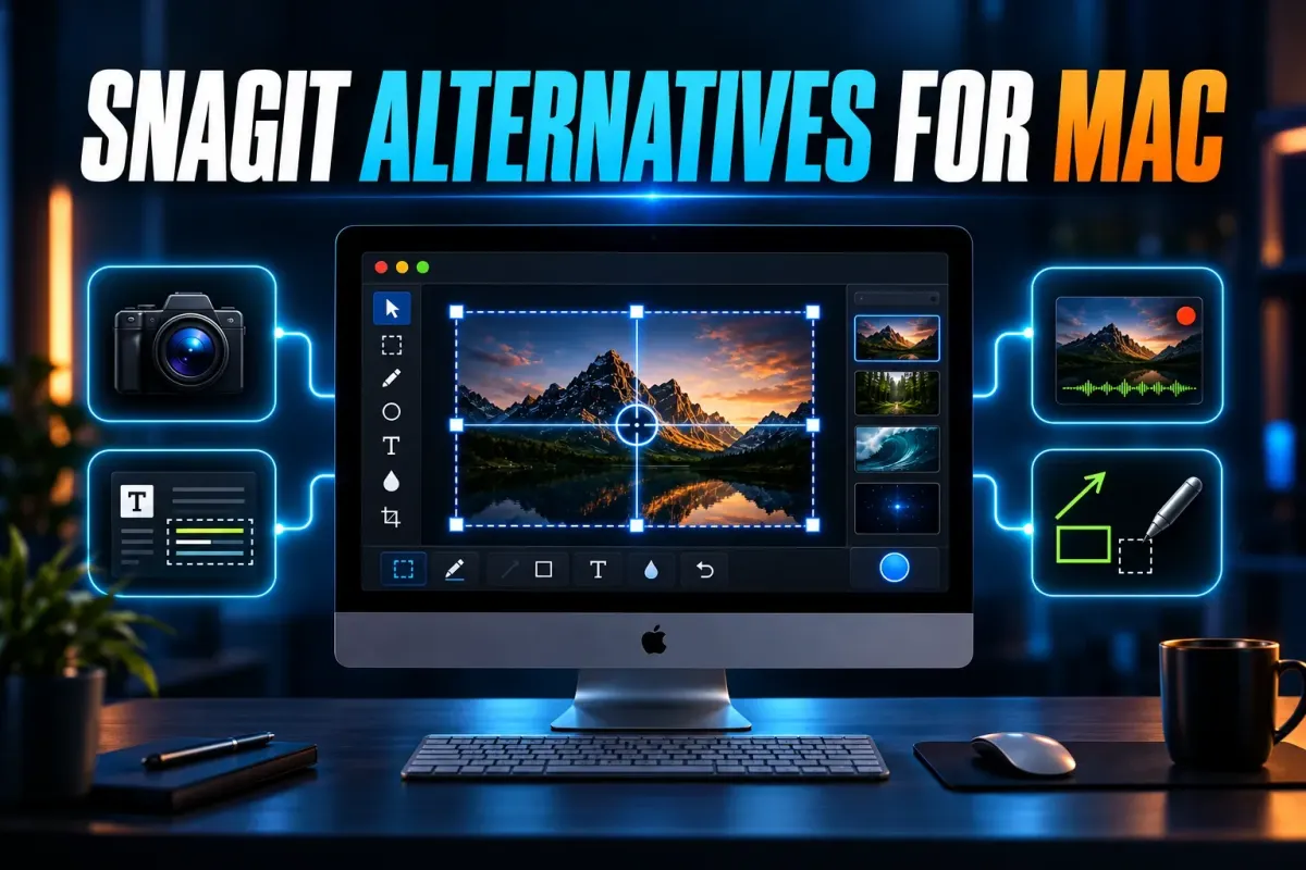 Mac screenshot editor with capture and annotation tools, illustrating Snagit alternatives