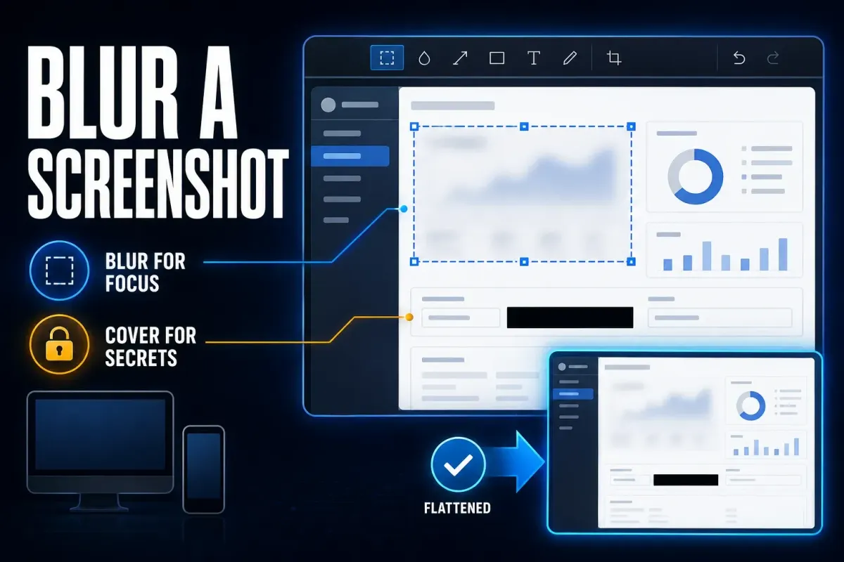 Selective screenshot blur with safer opaque-cover option for private information