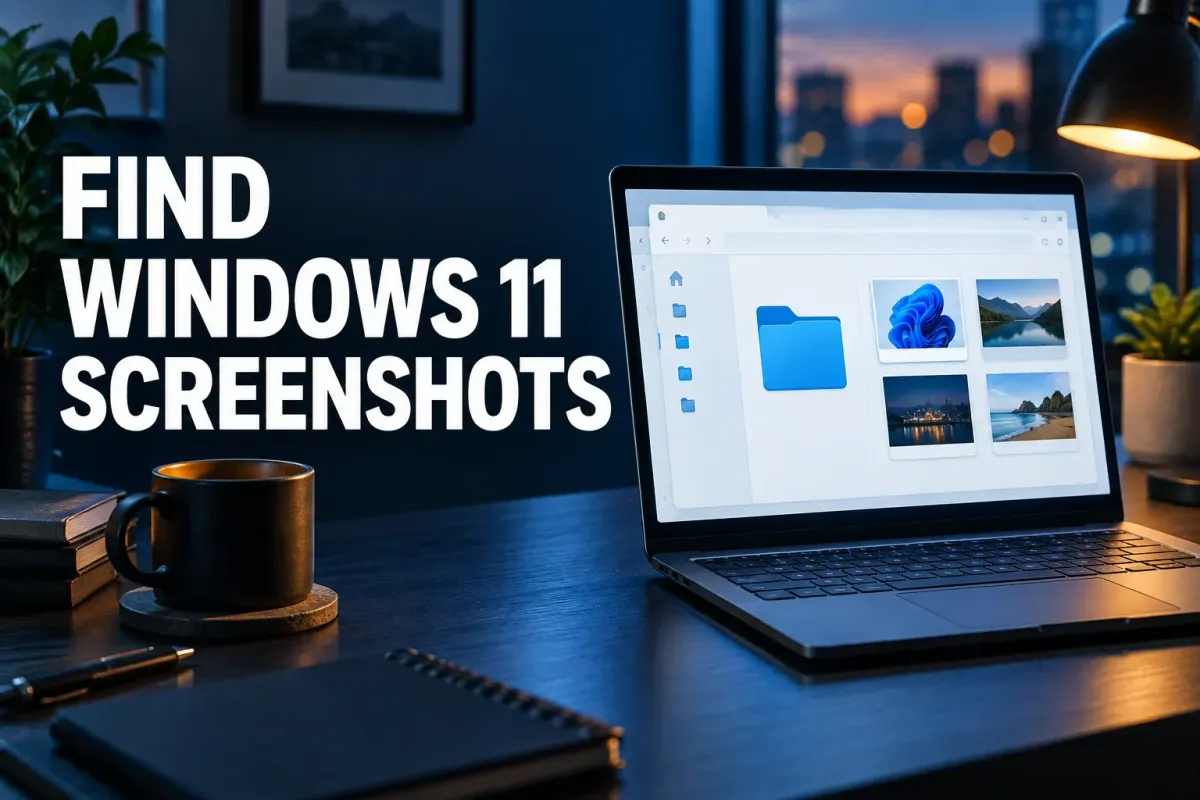 Windows 11 laptop showing an image folder and screenshot thumbnails