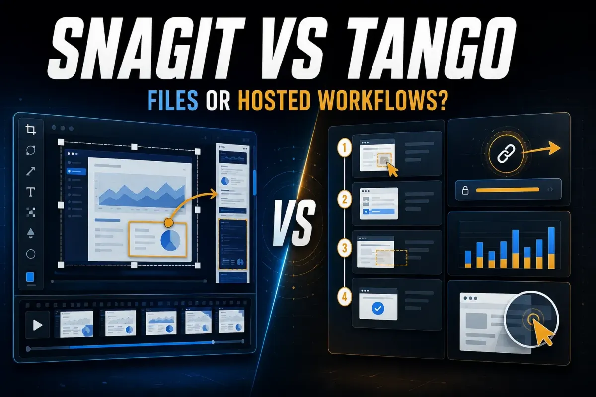 Snagit and Tango compared for editable visual files and hosted workflow documentation