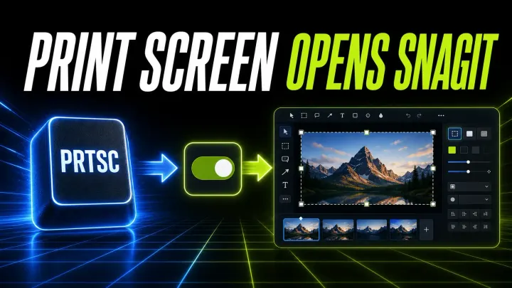 Print Screen key mapped to open the Snagit capture editor