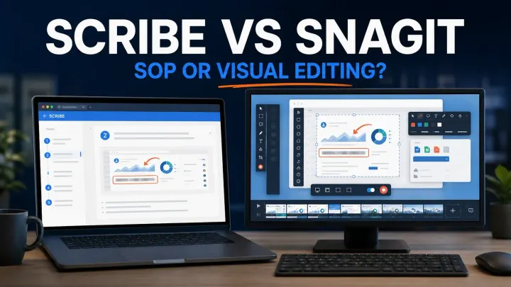 Scribe versus Snagit comparison for SOP creation, screenshot editing, and team publishing