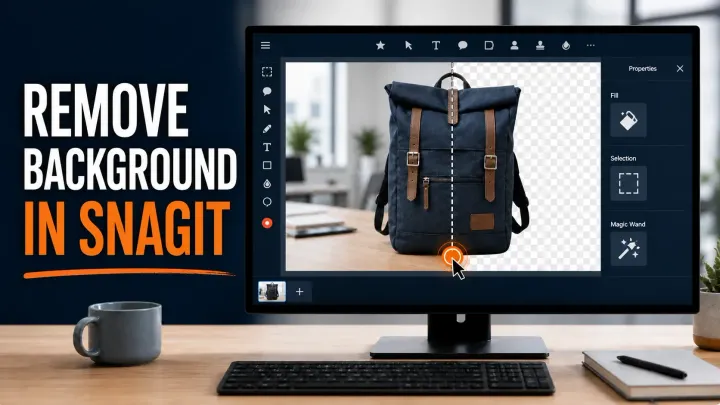 Background removed in Snagit Editor with a transparent checkerboard before PNG export