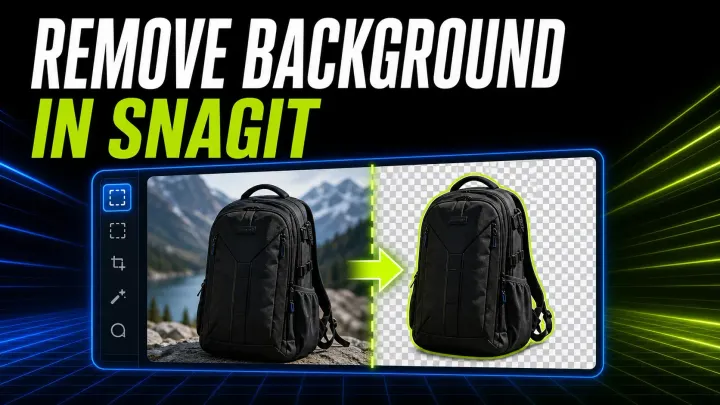Background removed in Snagit Editor with a transparent checkerboard before PNG export