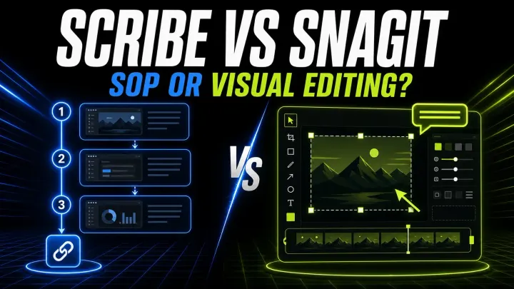 Scribe versus Snagit comparison for SOP creation, screenshot editing, and team publishing