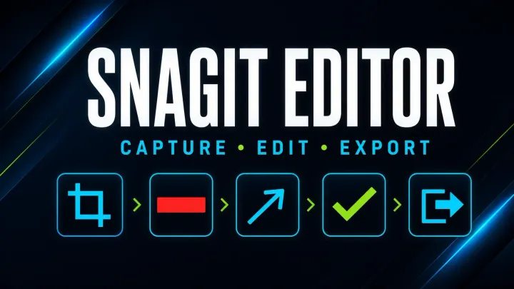 Snagit Editor workflow for cropping redacting annotating reviewing and exporting captures