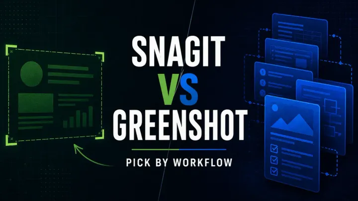 Snagit vs Greenshot workflow comparison in blue and green