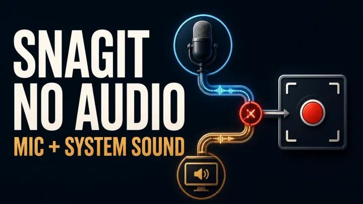 Snagit no audio troubleshooting cover with separate microphone and system sound paths