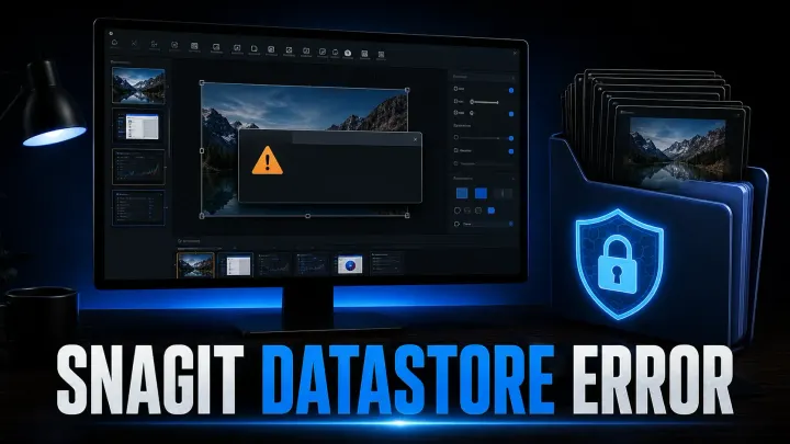 Failed to initialize Snagit DataStore warning with a protected capture archive
