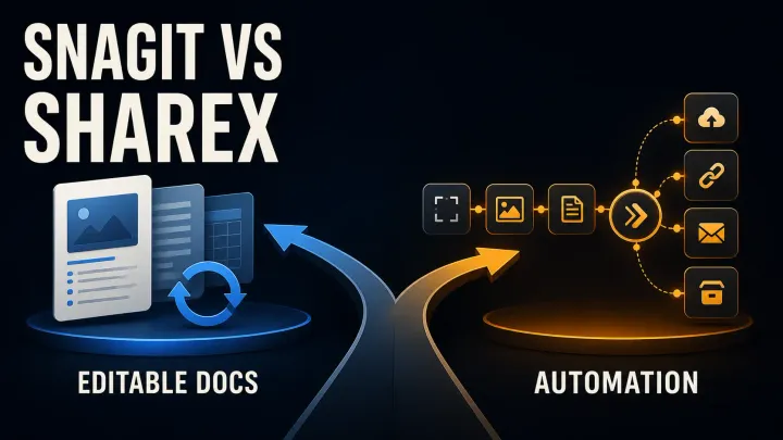 Snagit vs ShareX comparison: editable documentation or automated capture workflow