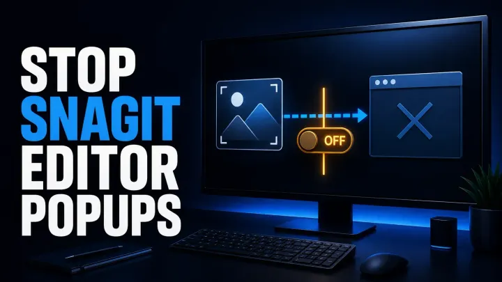 Snagit capture workflow configured to stop Editor opening after screenshots