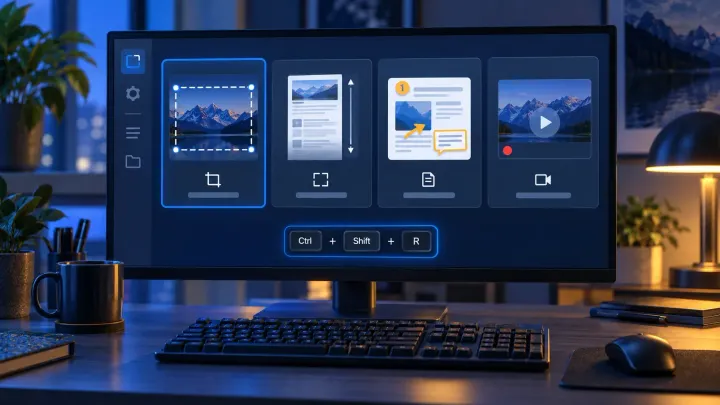 Snagit preset dashboard for capture, annotation, scrolling page, video, and hotkey workflows