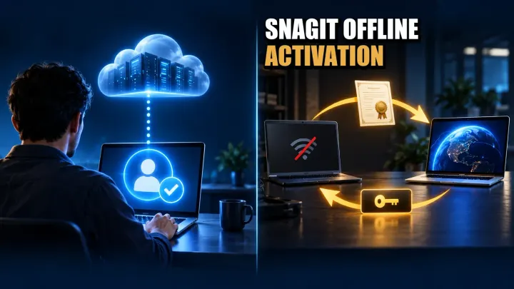Snagit Individual online sign-in compared with the Business offline certificate and activation code route
