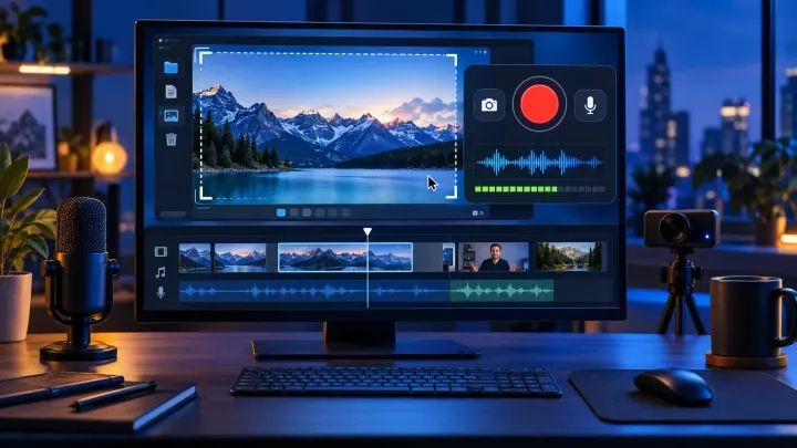 Snagit screen recording workflow with audio, camera, and timeline controls