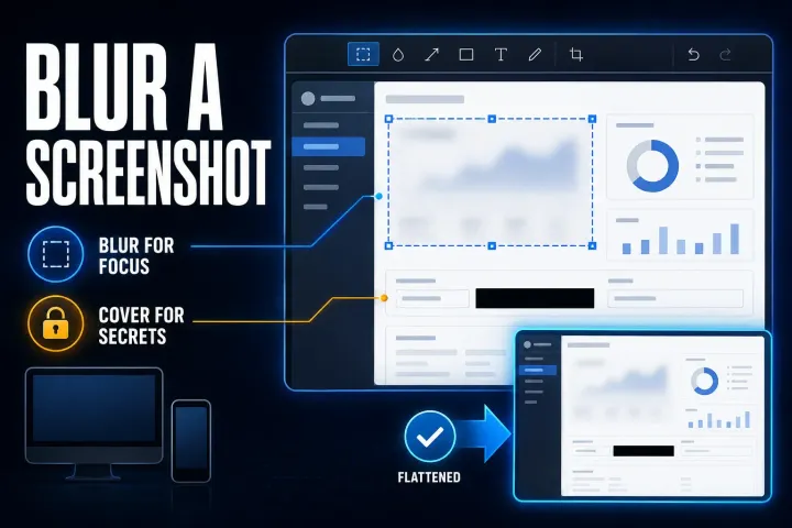 Selective screenshot blur with safer opaque-cover option for private information