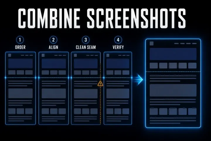 Separate screenshots ordered aligned joined and verified as one clear image