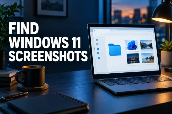 Windows 11 laptop showing an image folder and screenshot thumbnails