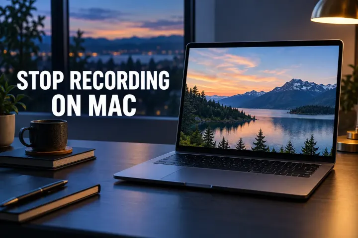 Mac laptop displaying a video frame for a screen recording guide