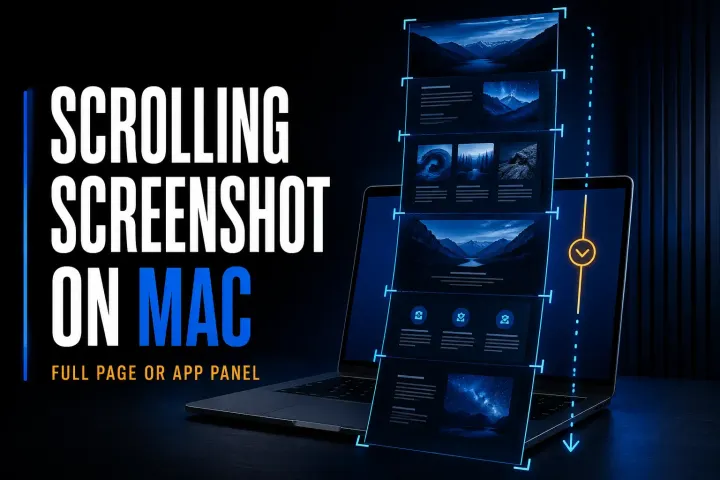 Mac scrolling screenshot workflow for webpages application panels and long documents