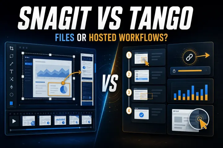 Snagit and Tango compared for editable visual files and hosted workflow documentation