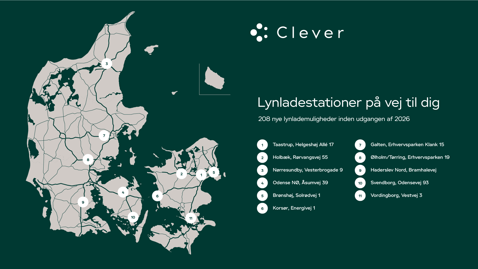 Clever откроет 11 новых станций сверхбыстрой зарядки в Дании