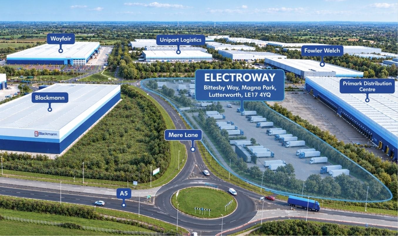 В логистическом парке Magna Park Lutterworth, рядом с городом Латтерворт открылся ElectroWay — комплекс с охраняемой стоянкой и быстрой зарядкой для электрогрузовиков