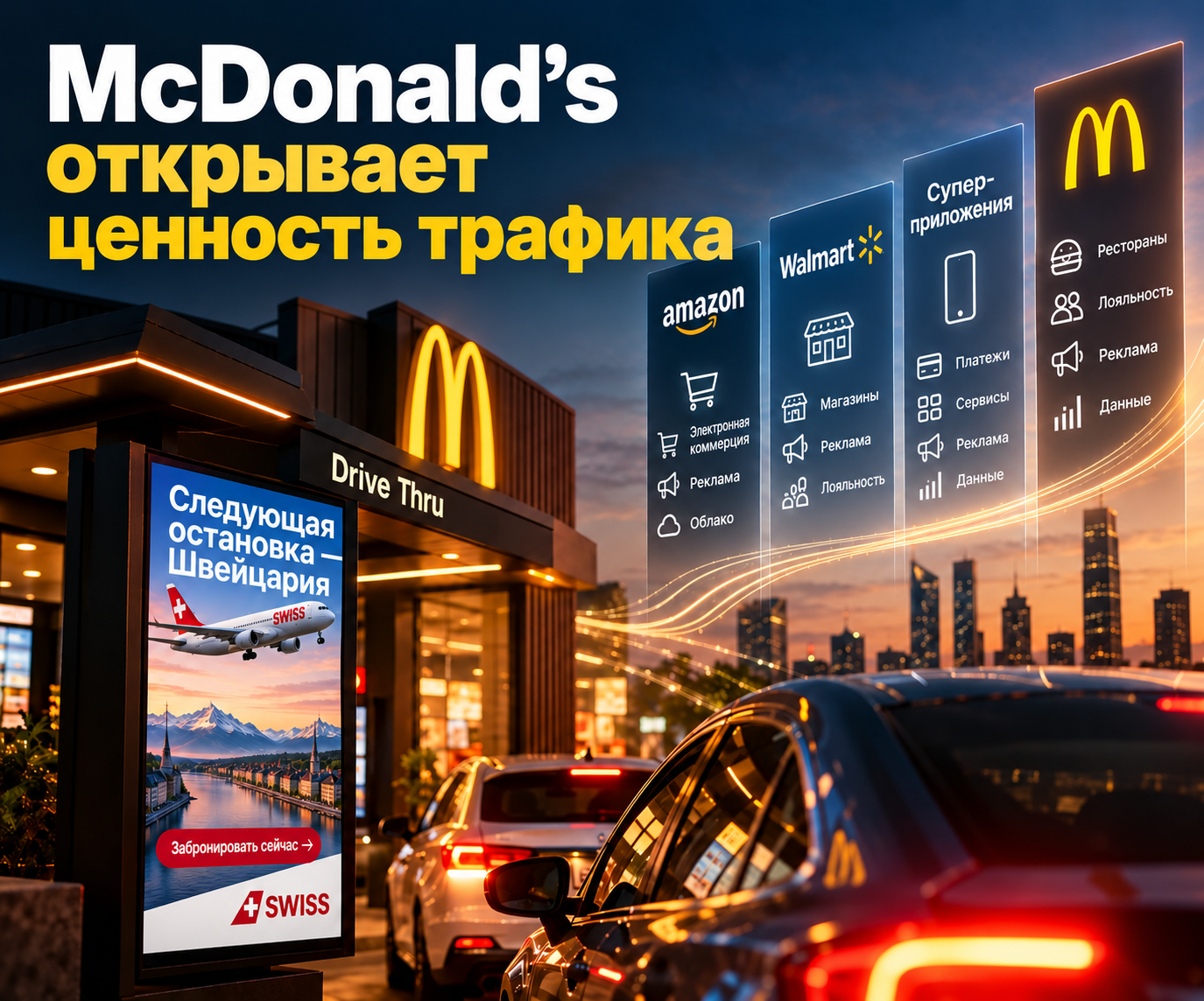 McDonald's запустил рекламу на экранах drive-thru в США