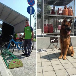 Место для собак и велопарковка на станциях в Сербии