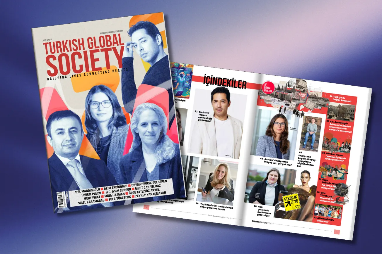 Turkish Global Society dergisinin 10. sayısının kapağı ve içindekiler sayfasından bir bölüm