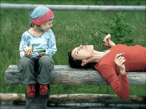 mother child outside