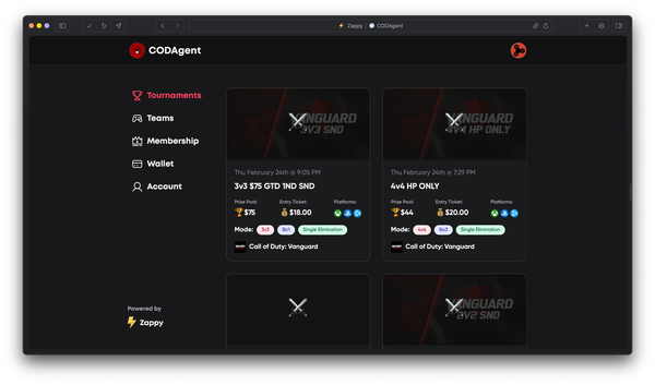 Screenshot of the Zappy website.