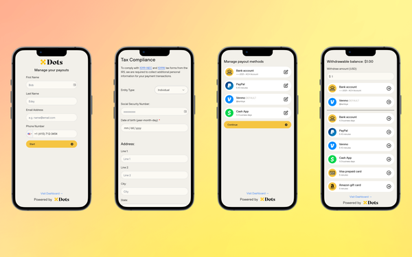 Screenshots of Dots Flows on a Phone Sized Screen.