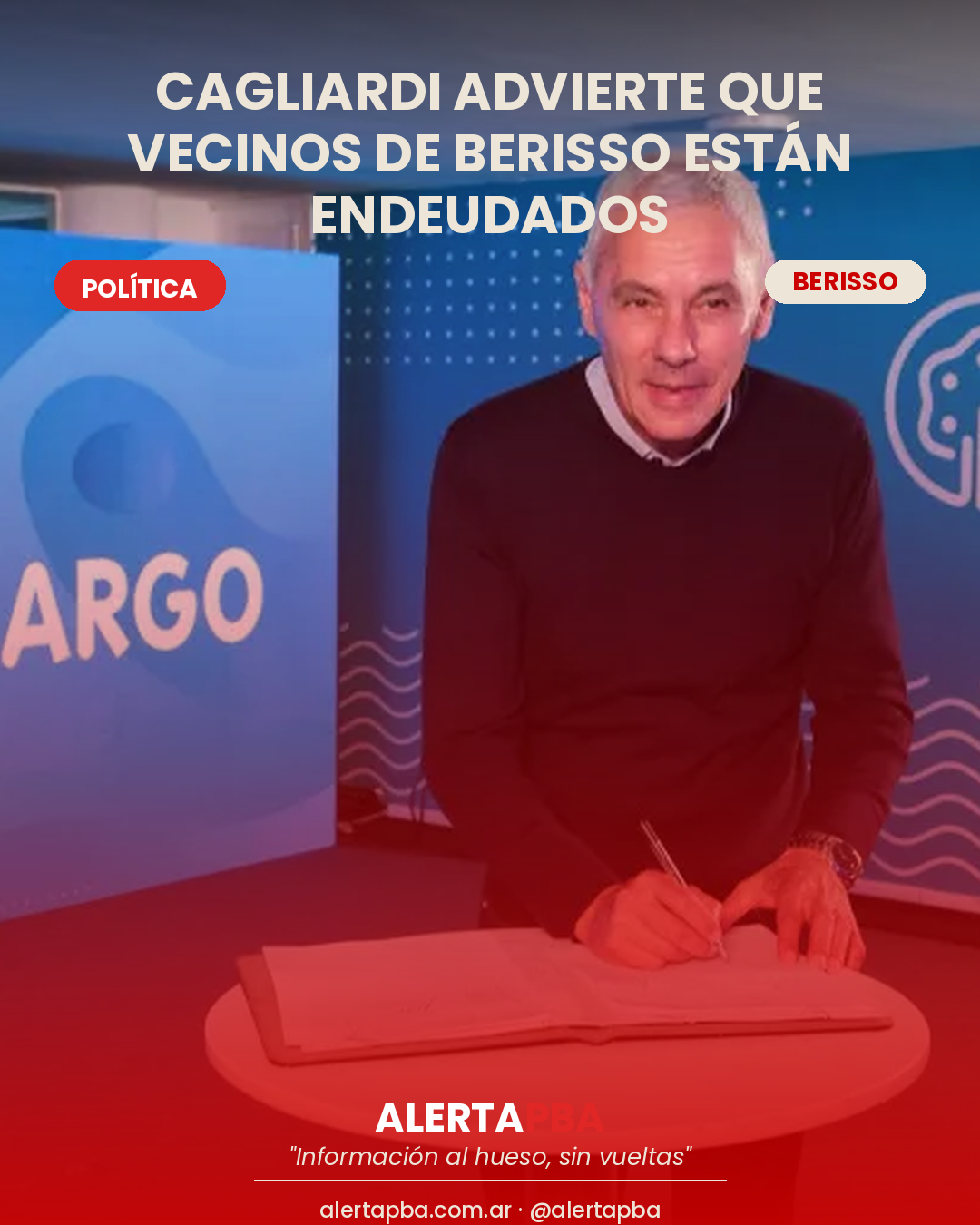 Cagliardi advierte que vecinos de Berisso están endeudados