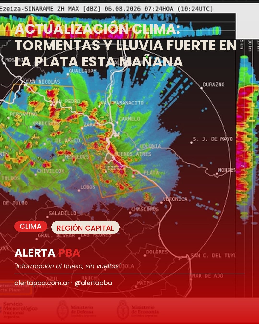 Actualización clima: tormentas y lluvia fuerte en La Plata durante la mañana
