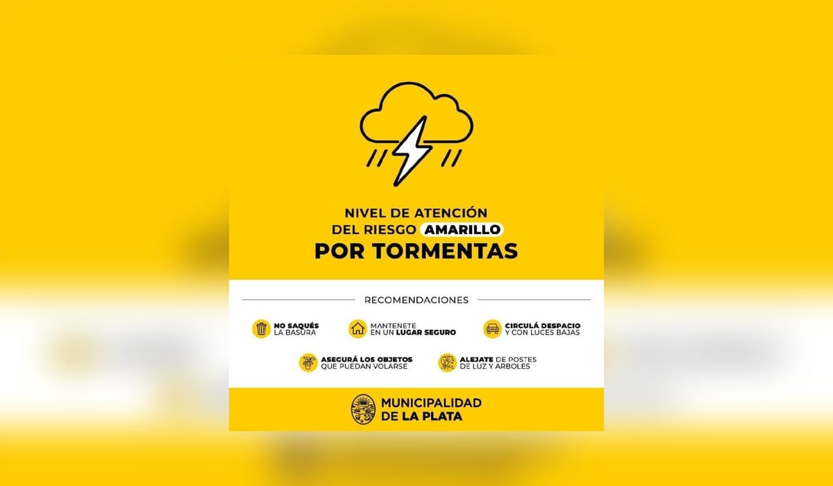 La Municipalidad de La Plata elevó a amarillo el nivel de atención por tormentas