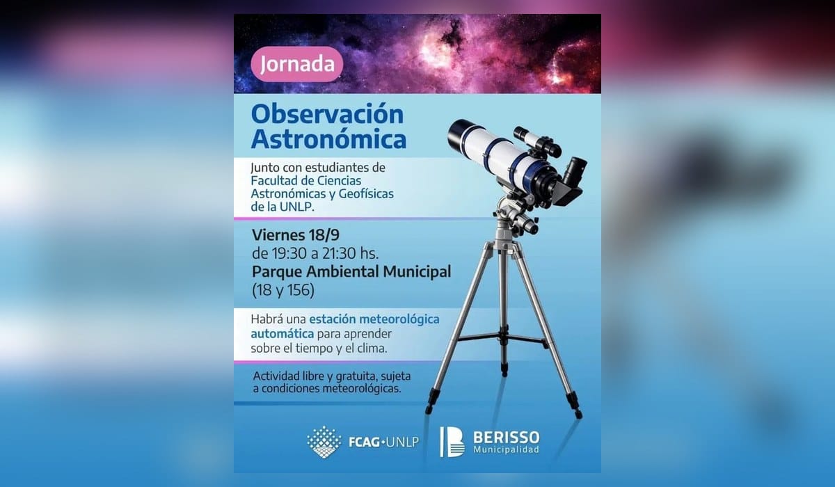 Berisso tendrá una jornada de observación astronómica en el Parque Ambiental Municipal