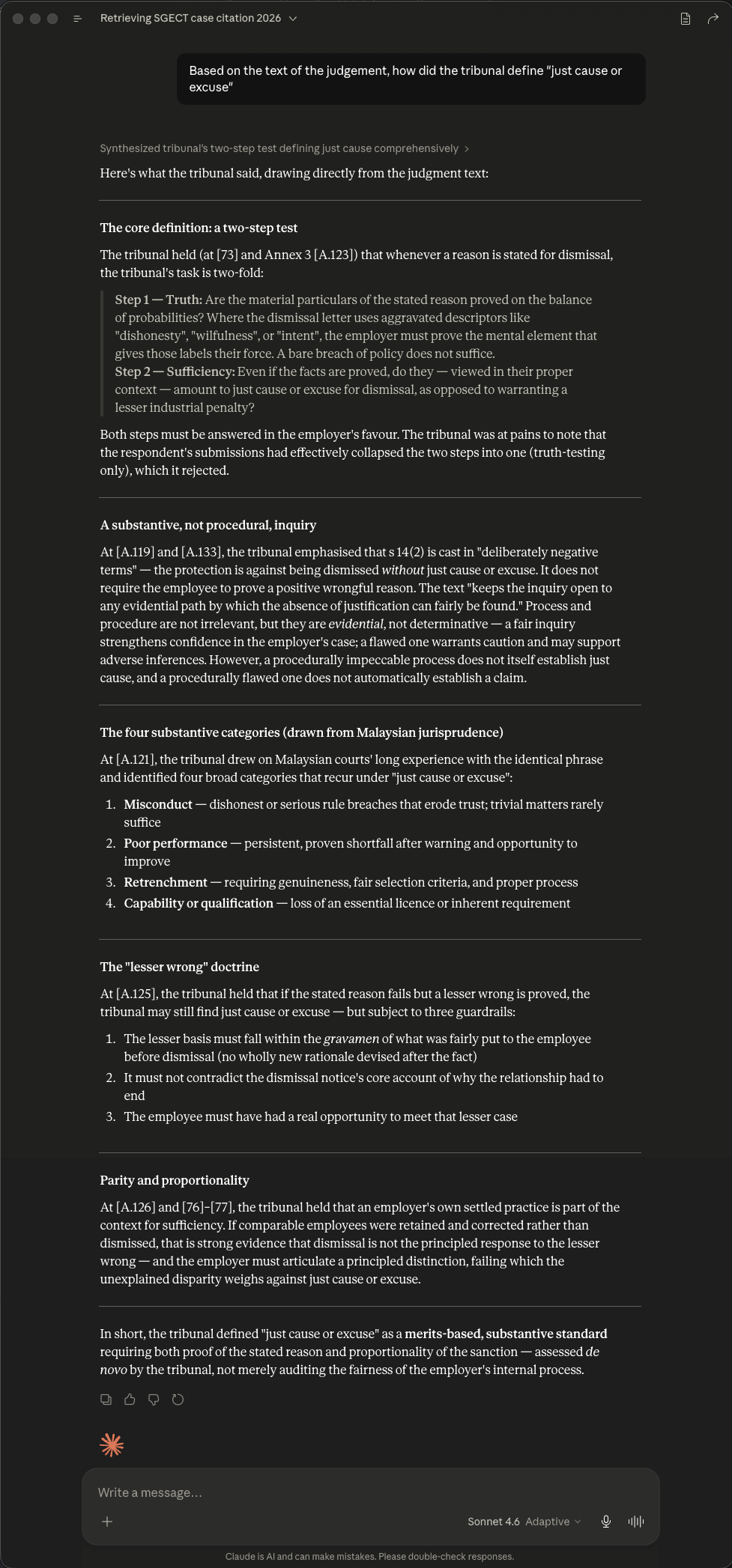 Fragment search result: what the employer needed to prove for just cause
