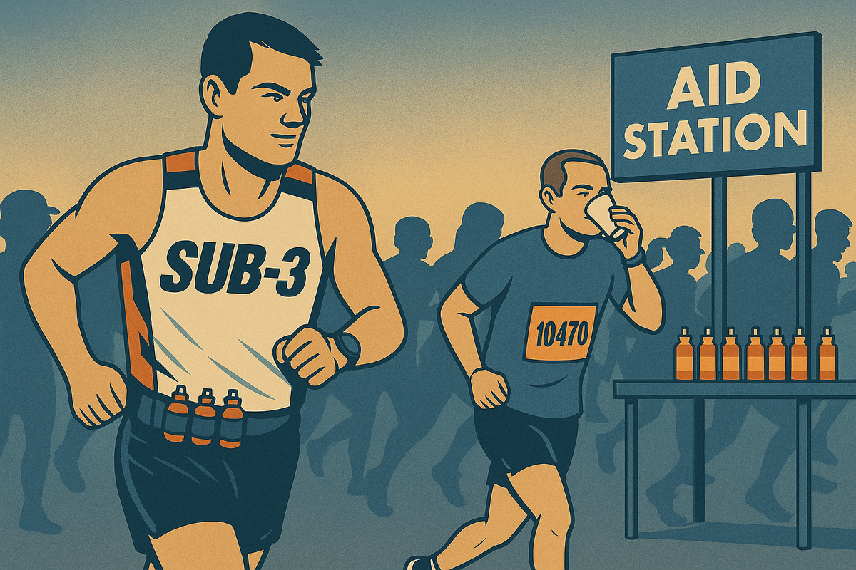 Should I carry my own fuel during a sub-3 marathon attempt?