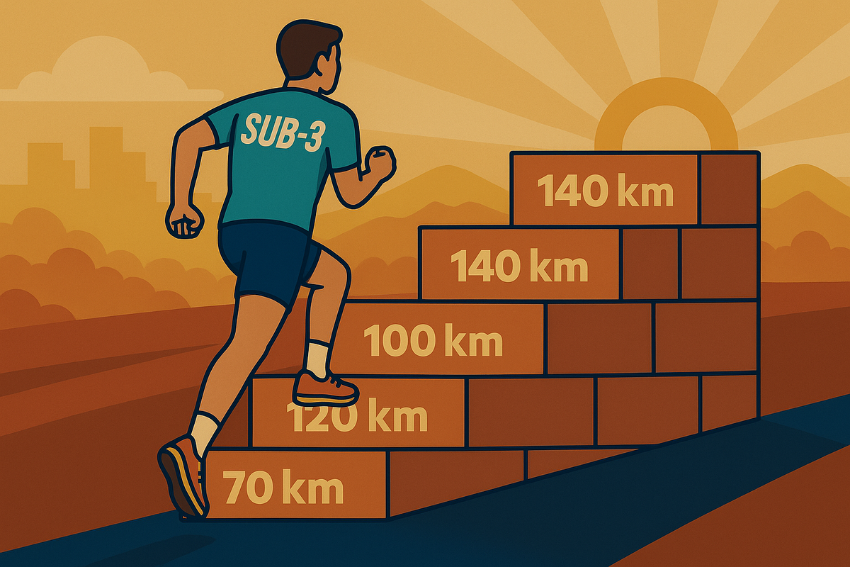 What mileage should I run during my sub-3 training block?
