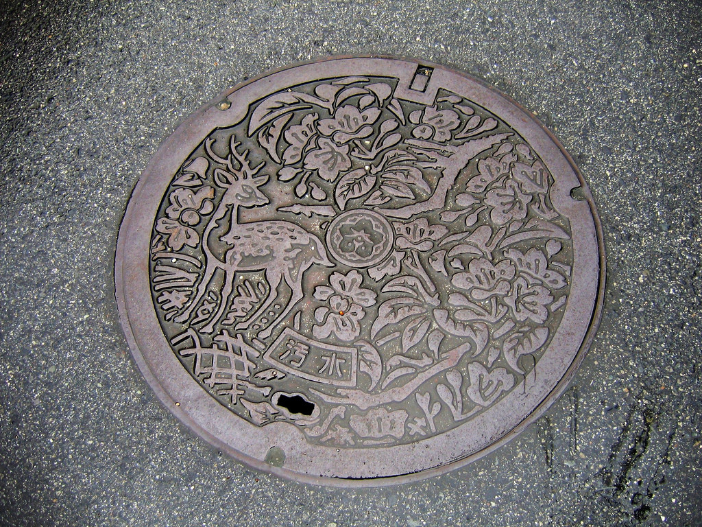Deer-on-Japanese-Manhole-Cover-No-Color-By-jpellgen