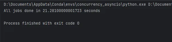 The code is run using the traditional asyncio method.