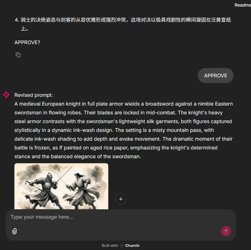 An interactive interface built with Chainlit.