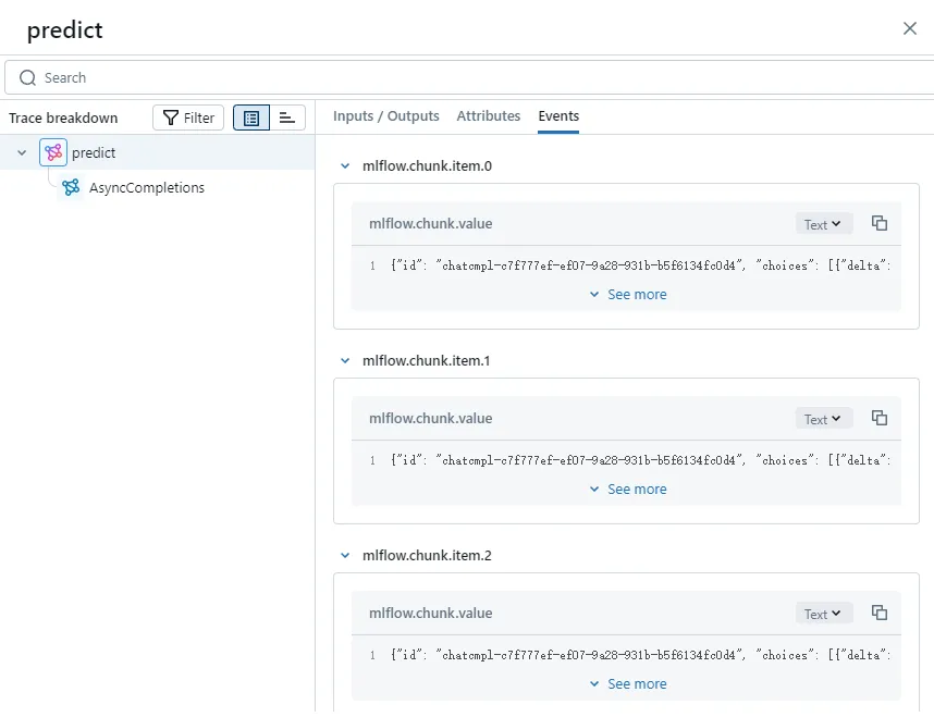 The Events tab records every SSE message.