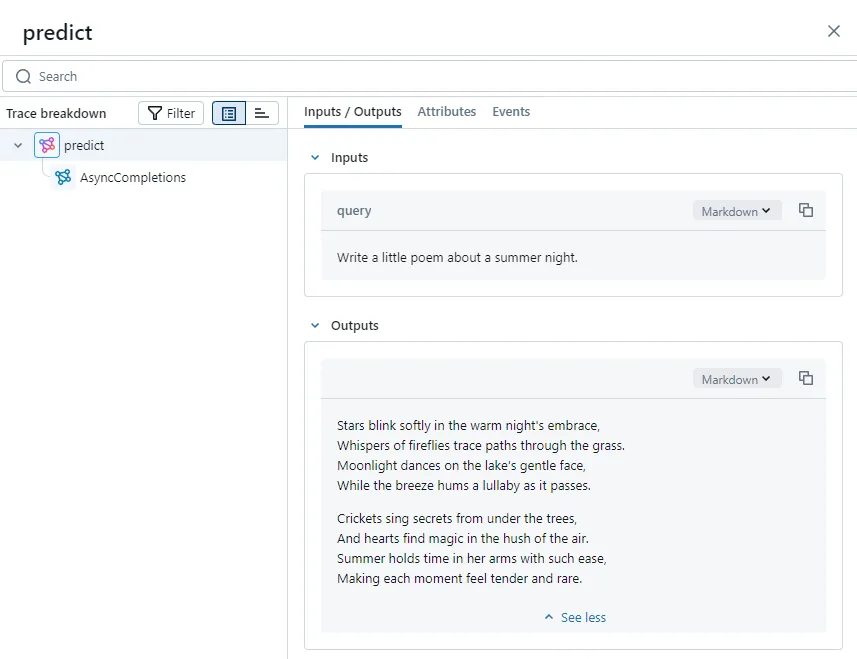 With the output_reducer parameter, we can stitch streaming outputs into a complete message.