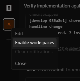 Right-click on your project to enable the workspace.