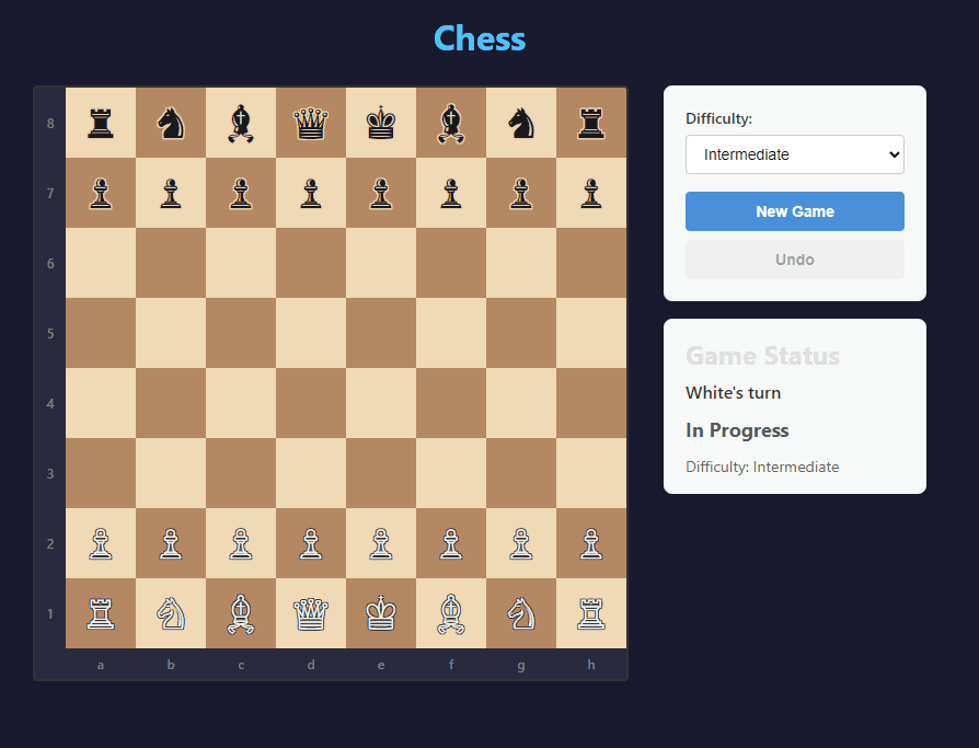 A full-stack chess game with both frontend and backend, built using the /goal command. 