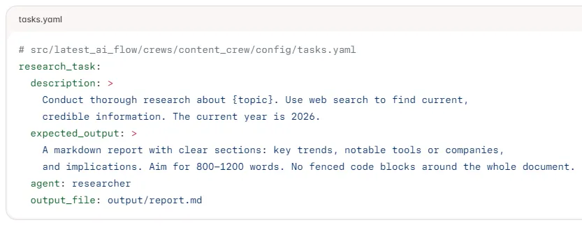 A CrewAI workflow definition.