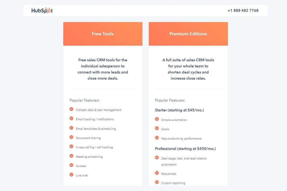 HubSpot Sales Hub tiers