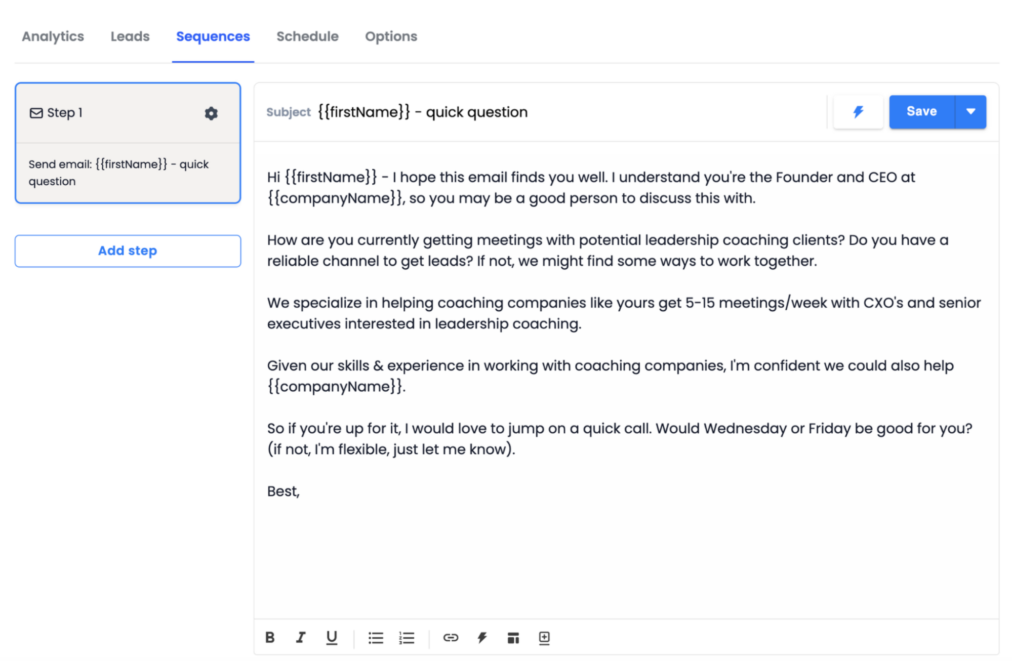 instantly email sequencing